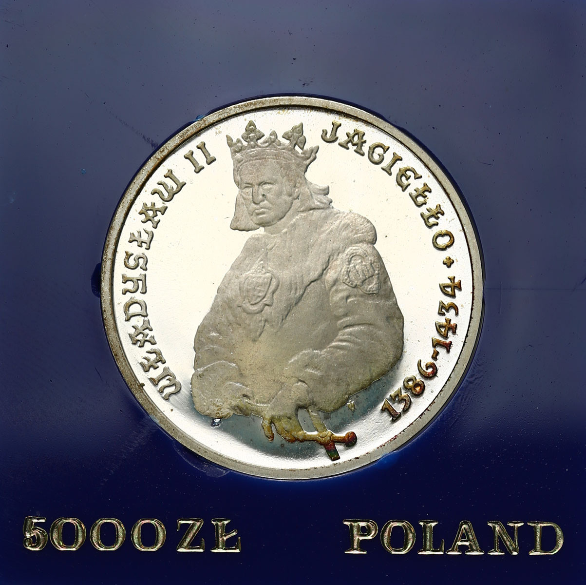 PRL. 5.000 złotych 1989 Jagiełło - półpostać
